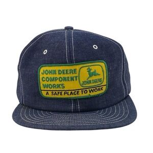 Vintage John Deere Component Works Denim Blue Snapback Hat Louisville MFG